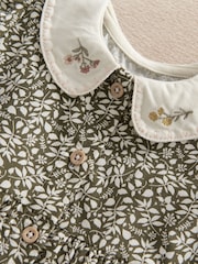 Mamas & Papas Green Leaf Print Dress & Tights Set - Image 2 of 3
