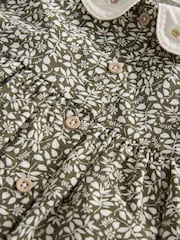 Mamas & Papas Green Leaf Print Dress & Tights Set - Image 3 of 3
