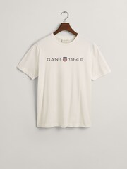 GANT White Printed Graphic 100% Cotton T-Shirt - Image 4 of 4