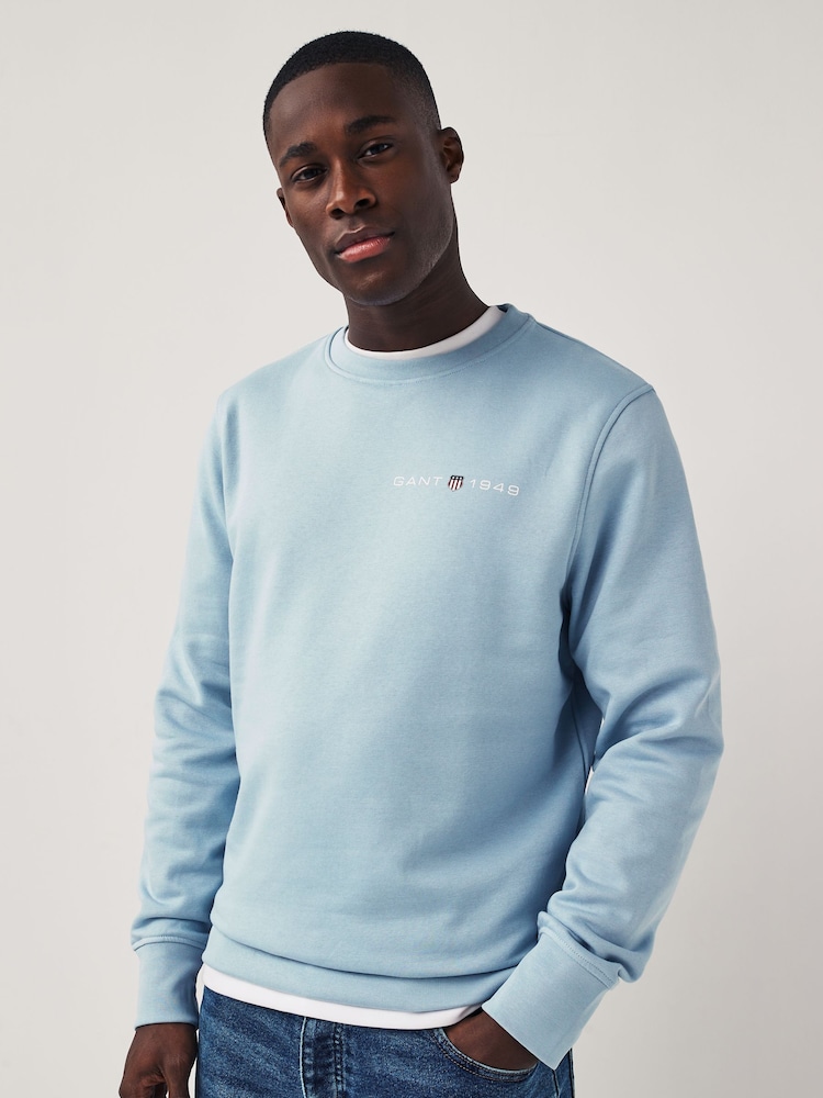 GANT Blue Printed Graphic Crew Neck Sweatshirt - Image 1 of 6