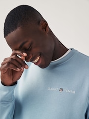 GANT Blue Printed Graphic Crew Neck Sweatshirt - Image 4 of 6