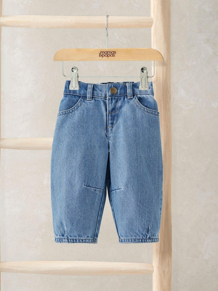 Mamas & Papas Blue Barrel Leg Jeans - Image 1 of 2 Mamas & Papas Blue Barrel Leg Jeans - Image 1 of 2