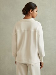 Reiss Cream Bernie Relaxed Open-Collar Jumper - Image 4 of 5
