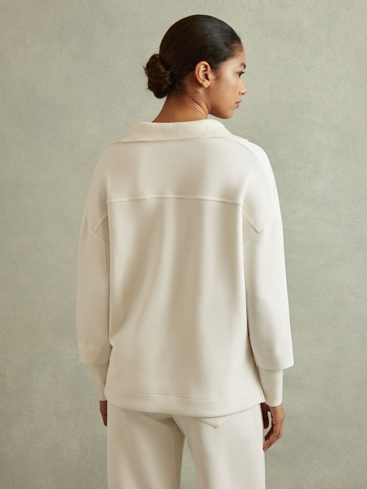 Reiss Bernie Interlock Open-Collar Sweatshirt - Image 4 of 5