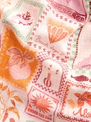 Pink Printed Linen Blend Puff Sleeve Mini Dress - Image 7 of 8