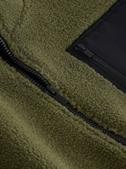 Khaki Green Zip Through Borg Fleece (3-16yrs) - Image 3 of 4
