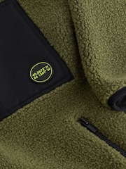 Khaki Green Zip Through Borg Fleece (3-16yrs) - Image 4 of 4