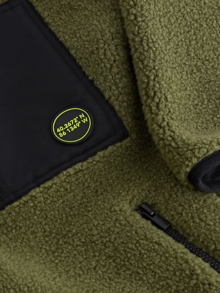 Khaki Green Zip Through Borg Fleece (3-16yrs) - Image 4 of 4