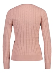 GANT Pink Stretch Cotton Cable Knit Jumper - Image 6 of 6
