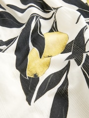 Ecru/Yellow Lemon Print Linen Blend V-Neck Summer Mini Dress - Image 6 of 6