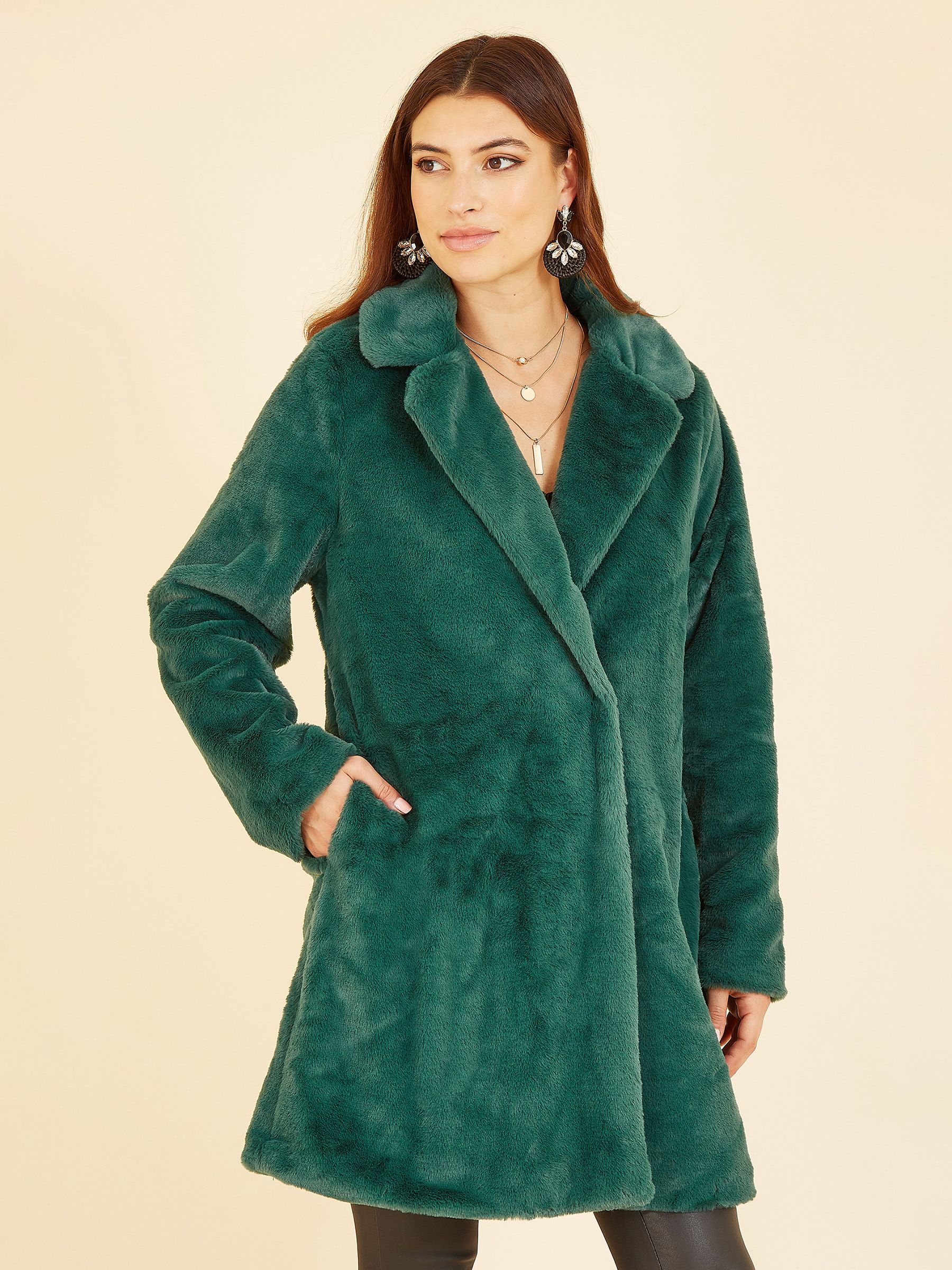 Yumi Green Fur Collar Jacket Colour Green Size 14