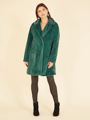 Yumi Forest Green Faux Fur Coat - Image 2 of 5