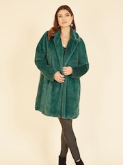 Yumi Forest Green Faux Fur Coat - Image 3 of 5