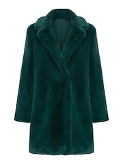 Yumi Forest Green Faux Fur Coat - Image 5 of 5