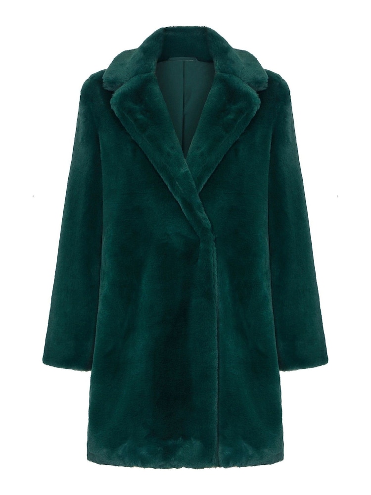 Yumi Forest Green Faux Fur Coat - Image 5 of 5