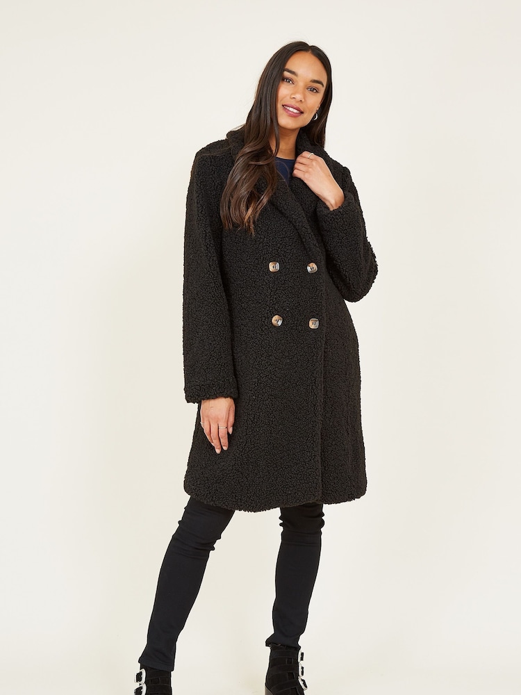 Yumi Black Teddy Bear Coat - Image 1 of 5