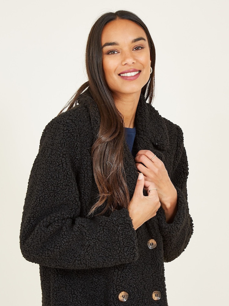 Yumi Black Teddy Bear Coat - Image 3 of 5