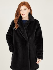 Yumi Black Faux Fur Coat - Image 1 of 5
