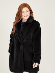 Yumi Black Faux Fur Coat - Image 2 of 5