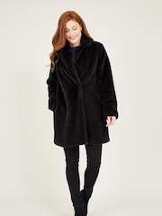 Yumi Black Faux Fur Coat - Image 3 of 5