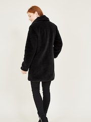 Yumi Black Faux Fur Coat - Image 4 of 5