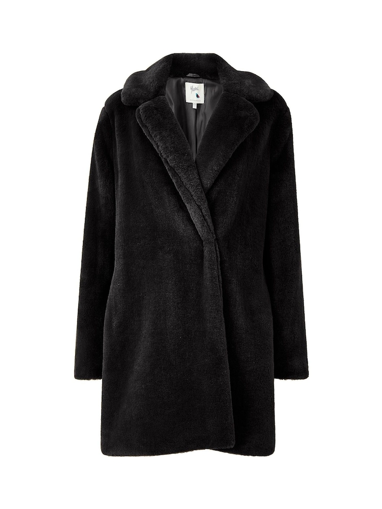 Yumi Black Faux Fur Coat - Image 5 of 5