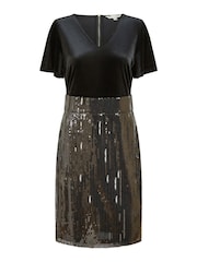 Yumi Black Velvet And Sequin Fitted Dress - Image 5 of 5