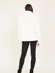 Yumi Cream Short Wrap Faux Fur Coat - Image 2 of 4