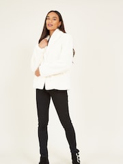 Yumi Cream Short Wrap Faux Fur Coat - Image 3 of 4