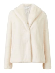 Yumi Cream Short Wrap Faux Fur Coat - Image 4 of 4