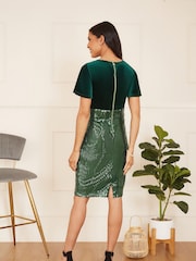 Yumi Green Velvet And Sequin Fitted Dress - Image 2 of 4