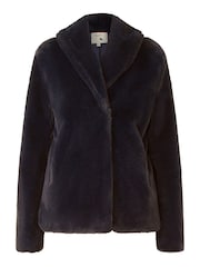 Yumi Black Short Wrap Faux Fur Coat - Image 5 of 5