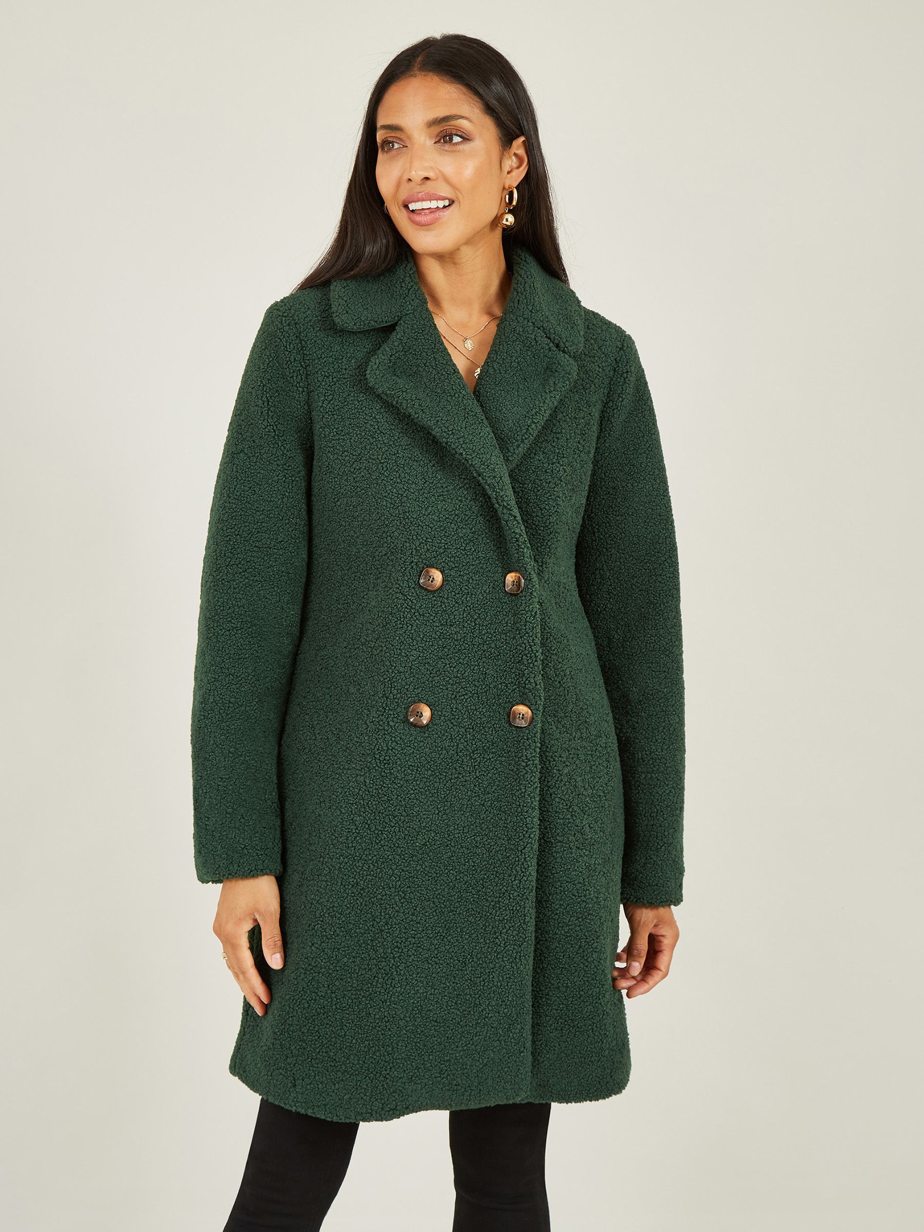 Long green teddy coat sales