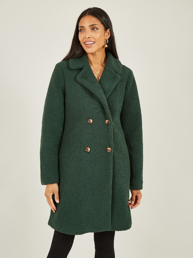 Yumi Green Teddy Bear Coat - Image 1 of 5