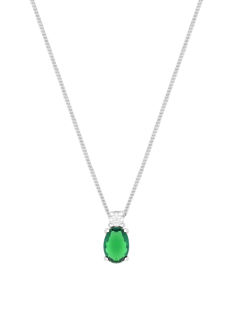 Simply Silver Sterling Silver Tone 925 Emerald Pendant Necklace - Image 1 of 1