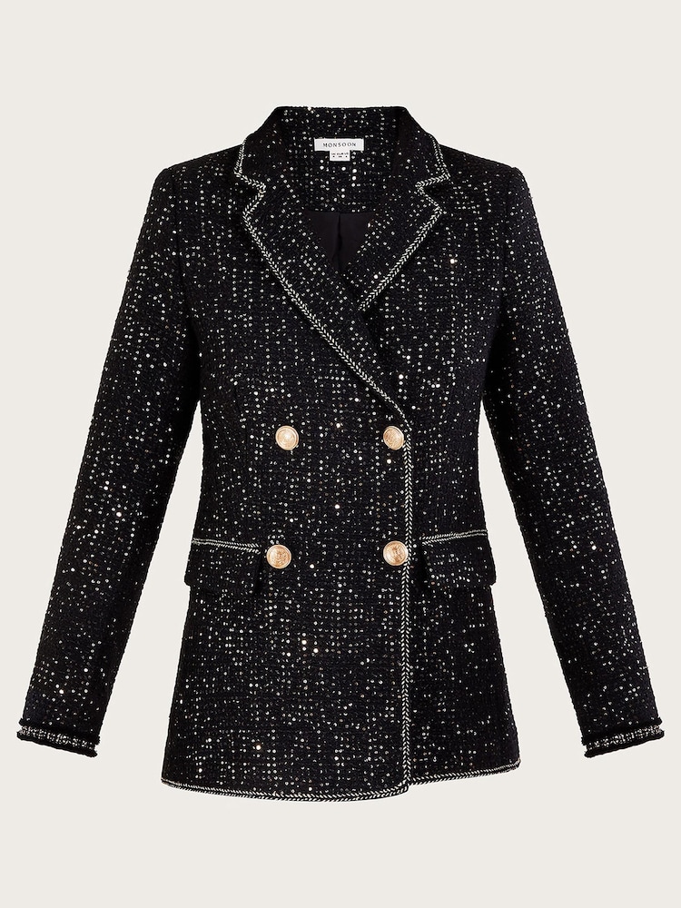 Monsoon Black Poppy Tweed Jacket - Image 4 of 4