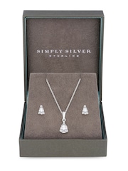 Simply Silver Silver Cubic Zirconia Pear Stone Set - Image 1 of 4