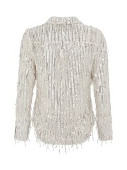 Mint Velvet Cream Pale Gold Sequin Tassel Shirt - Image 4 of 4