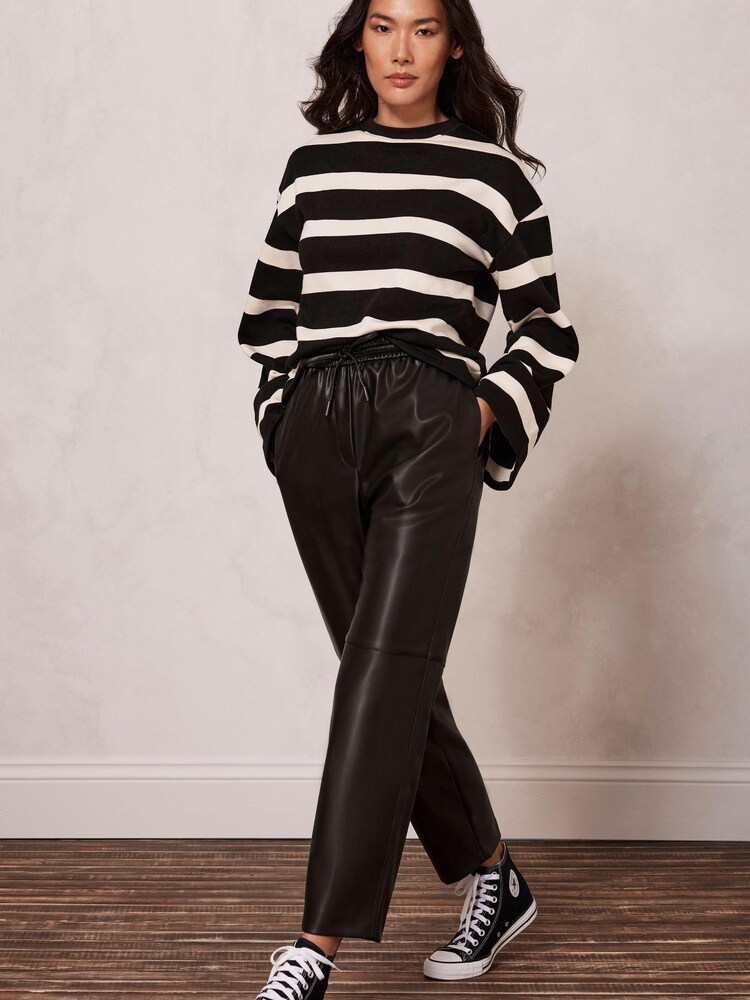 Mint Velvet Black Faux Leather Joggers - Image 1 of 4