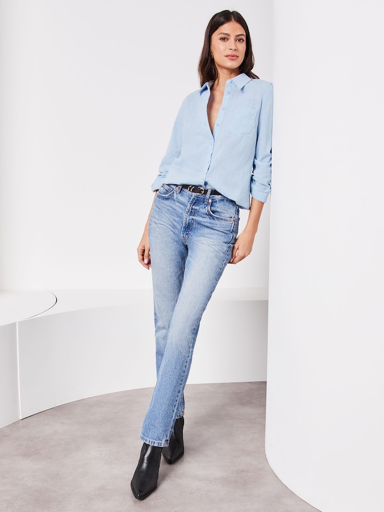 Lipsy Blue Pocket Button Through Shirt - Image 2 of 5