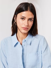 Lipsy Blue Pocket Button Through Shirt - Image 5 of 5