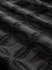Black 100% Cotton Sleeveless Broderie Top - Image 6 of 6