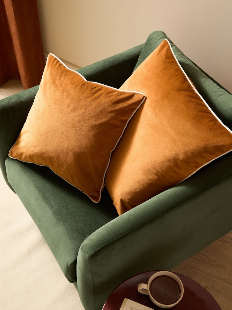 Furn Orange Meridian Velvet 55cm X 55cm Cushion Cover - Image 2 of 5 Furn Orange Meridian Velvet 55cm X 55cm Cushion Cover - Image 2 of 5
