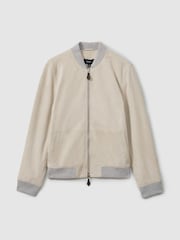 Reiss Off White Diego Suede Bomber Jacket - Image 2 of 5