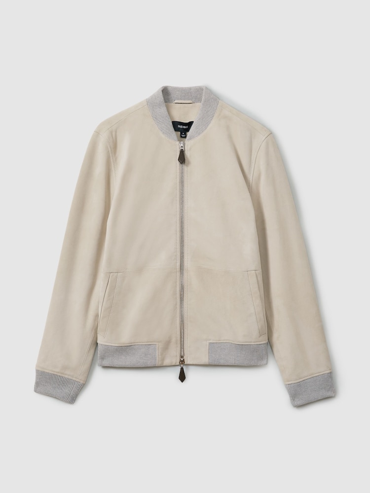 Reiss Off White Diego Suede Bomber Jacket - Image 2 of 5