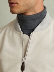 Reiss Off White Diego Suede Bomber Jacket - Image 3 of 5