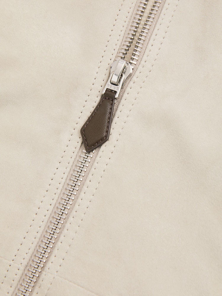 Reiss Off White Diego Suede Bomber Jacket - Image 5 of 5