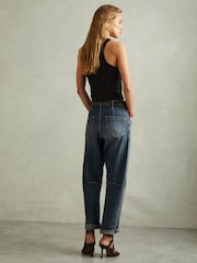 Reiss Black Andi Ribbed Cotton Blend Cropped Vest - Image 5 of 6