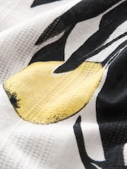 Ecru/Black Lemon Print Linen Blend V-Neck Summer Top - Image 6 of 6