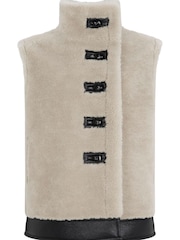 Mint Velvet Cream Borg Funnel Neck Gilet - Image 3 of 4